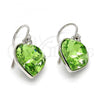 Rhodium Plated Dangle Earring, Heart Design, with Peridot Swarovski Crystals, Polished, Rhodium Finish, 02.239.0003.6