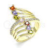 Oro Laminado Multi Stone Ring, Gold Filled Style with Multicolor Cubic Zirconia, Polished, Golden Finish, 01.210.0111.08