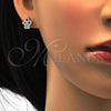 Sterling Silver Earring and Pendant Adult Set, Heart and Teardrop Design, with White Micro Pave, Polished, Rhodium Finish, 10.174.0182