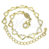 Oro Laminado Fancy Bracelet, Gold Filled Style Heart Design, Polished, Golden Finish, 03.145.0011.06