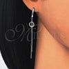 Sterling Silver Long Earring, with White Cubic Zirconia, Polished, Rhodium Finish, 02.186.0088