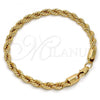 Gold Tone Basic Bracelet, Rope Design, Polished, Golden Finish, 04.242.0041.08GT