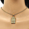 Oro Laminado Religious Pendant, Gold Filled Style Jesus Design, with White Micro Pave, Polished, Golden Finish, 05.342.0113