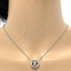 Rhodium Plated Pendant Necklace, Heart and Rolo Design, with Aurore Boreale Swarovski Crystals, Polished, Rhodium Finish, 04.239.0027.16