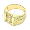 Oro Laminado Mens Ring, Gold Filled Style Guadalupe Design, Diamond Cutting Finish, Golden Finish, 01.185.0002.11 (Size 11)