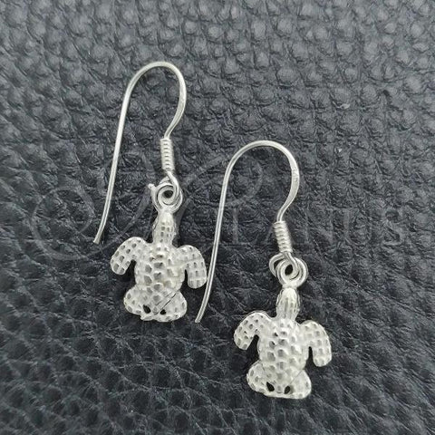Sterling Silver Dangle Earring, Turtle Design, Polished, Silver Finish, 02.397.0011
