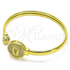 Oro Laminado Individual Bangle, Gold Filled Style Evil Eye Design, with White and Black Micro Pave, Polished, Golden Finish, 07.381.0016