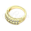 Oro Laminado Multi Stone Ring, Gold Filled Style with White Cubic Zirconia, Polished, Golden Finish, 01.346.0023.08