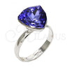 Rhodium Plated Multi Stone Ring, with Tanzanite Swarovski Crystals, Polished, Rhodium Finish, 01.239.0005.4 (One size fits all)