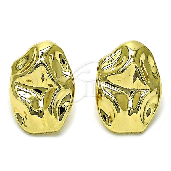 Oro Laminado Stud Earring, Gold Filled Style Chunky Design, Polished, Golden Finish, 02.385.0052