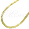 Oro Laminado Basic Necklace, Gold Filled Style Pave Cuban Design, Polished, Golden Finish, 04.213.0118.22