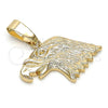 Oro Laminado Fancy Pendant, Gold Filled Style Eagle Design, Diamond Cutting Finish, Golden Finish, 5.182.008