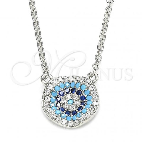 Sterling Silver Pendant Necklace, with Multicolor Micro Pave, Polished, Rhodium Finish, 04.336.0221.16