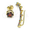 Oro Laminado Earcuff Earring, Gold Filled Style with Multicolor Cubic Zirconia, Polished, Golden Finish, 02.210.0626