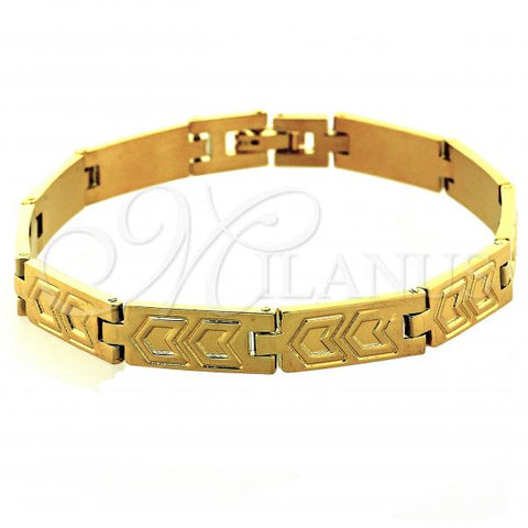 Oro Laminado Solid Bracelet, Gold Filled Style Diamond Cutting Finish, Golden Finish, 03.102.0004