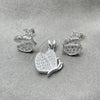 Sterling Silver Earring and Pendant Adult Set, Butterfly Design, Polished, Silver Finish, 10.398.0021