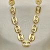 Oro Laminado Basic Necklace, Gold Filled Style Puff Mariner Design, Polished, Golden Finish, 04.326.0003.30