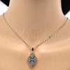 Oro Laminado Earring and Pendant Adult Set, Gold Filled Style with White Crystal, Polished, Golden Finish, 10.314.0005.1