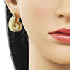 Oro Laminado Huggie Hoop, Gold Filled Style Snail Design, Diamond Cutting Finish, Golden Finish, 02.282.0064.15