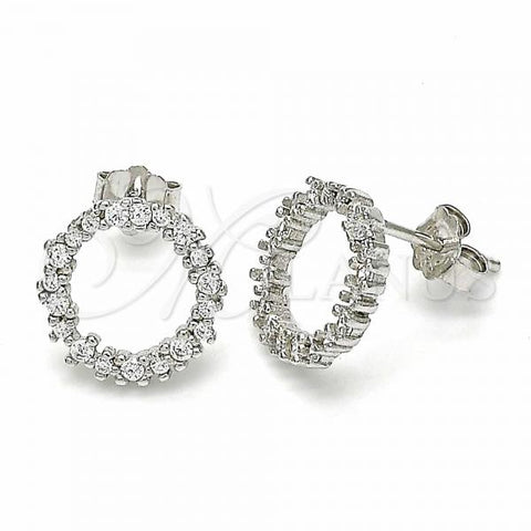 Sterling Silver Stud Earring, with White Cubic Zirconia, Polished, Rhodium Finish, 02.367.0001