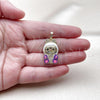 Oro Laminado Fancy Pendant, Gold Filled Style with White Cubic Zirconia, White Enamel Finish, Golden Finish, 05.284.0023.2