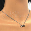 Sterling Silver Pendant Necklace, Infinite Design, with White Cubic Zirconia, Polished, Rhodium Finish, 04.336.0035.16