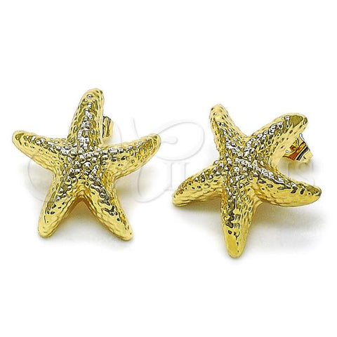 Oro Laminado Stud Earring, Gold Filled Style Star Design, Polished, Golden Finish, 02.195.0345