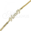 Oro Laminado Fancy Bracelet, Gold Filled Style Nameplate Design, Polished, Golden Finish, 03.63.1971.08