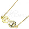 Oro Laminado Pendant Necklace, Gold Filled Style Infinite and Heart Design, Polished, Golden Finish, 04.63.1382.20