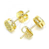 Oro Laminado Stud Earring, Gold Filled Style with White Micro Pave, Polished, Golden Finish, 02.156.0478