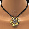 Oro Laminado Necklace and Earring, Gold Filled Style Spiral and Leaf Design, Polished, Two Tone, 06.59.0112.1