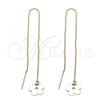 Oro Laminado Threader Earring, Gold Filled Style Flower Design, Polished, Golden Finish, 5.118.007