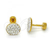 Stainless Steel Stud Earring, with White Crystal, Polished, Golden Finish, 02.271.0007