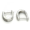 Sterling Silver Huggie Hoop, with White Micro Pave, Polished, Rhodium Finish, 02.175.0041.10