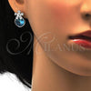 Rhodium Plated Stud Earring, Flower Design, with Indicolite Swarovski Crystals and White Micro Pave, Polished, Rhodium Finish, 02.63.2580