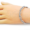 Rhodium Plated Individual Bangle, Puff Mariner Design, with White Micro Pave, Polished, Rhodium Finish, 07.60.0018.1