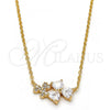 Oro Laminado Pendant Necklace, Gold Filled Style Heart Design, with White Cubic Zirconia, Polished, Golden Finish, 04.213.0034.16