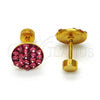 Stainless Steel Stud Earring, with Rhodolite Crystal, Polished, Golden Finish, 02.271.0007.3