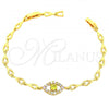 Oro Laminado Fancy Bracelet, Gold Filled Style with Multicolor Cubic Zirconia, Polished, Golden Finish, 03.60.0014