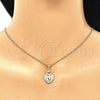 Oro Laminado Pendant Necklace, Gold Filled Style Heart Design, with White Micro Pave, Polished, Golden Finish, 04.156.0320.20