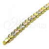 Oro Laminado Fancy Bracelet, Gold Filled Style Heart Design, Diamond Cutting Finish, Tricolor, 03.380.0142.07