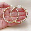 Oro Laminado Large Hoop, Gold Filled Style Hollow Design, Diamond Cutting Finish, Tricolor, 02.213.0813.60