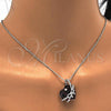 Rhodium Plated Pendant Necklace, Heart Design, with Amethyst Swarovski Crystals and White Micro Pave, Polished, Rhodium Finish, 04.239.0001.1.16