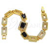 Oro Laminado Fancy Bracelet, Gold Filled Style with Black and White Cubic Zirconia, Polished, Golden Finish, 03.266.0028.1.07