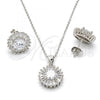 Sterling Silver Earring and Pendant Adult Set, with White Cubic Zirconia, Polished, Rhodium Finish, 10.286.0024