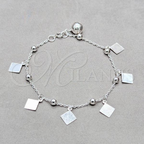 Sterling Silver Fancy Bracelet, Ball Design, Polished, Silver Finish, 03.409.0098.08