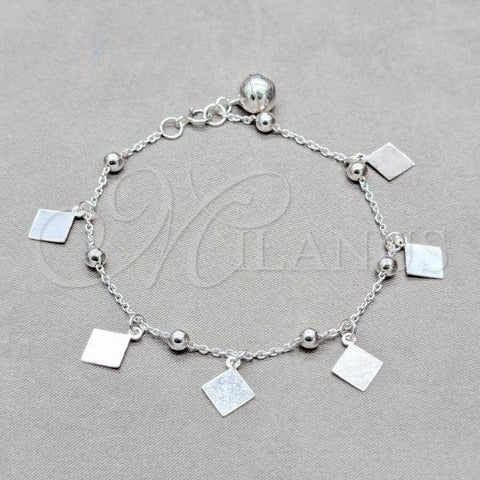 Sterling Silver Fancy Bracelet, Ball Design, Polished, Silver Finish, 03.409.0098.08