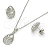 Sterling Silver Earring and Pendant Adult Set, Teardrop Design, with White Micro Pave, Polished, Rhodium Finish, 10.174.0231