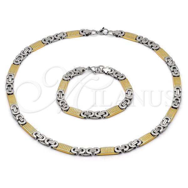 Stainless Steel Necklace and Bracelet, Polished, Two Tone, 06.116.0049.1