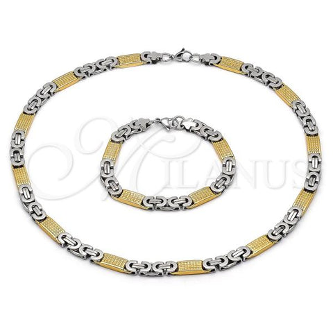 Stainless Steel Necklace and Bracelet, Polished, Two Tone, 06.116.0049.1